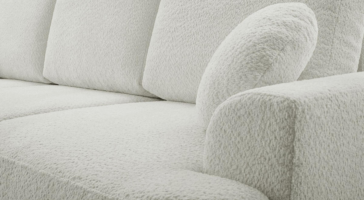 3-SITZER SOFA Barletto Hellbeige Bouclé - Ecru/Schwarz, Holz/Textil (248/94/110cm) - Selsey