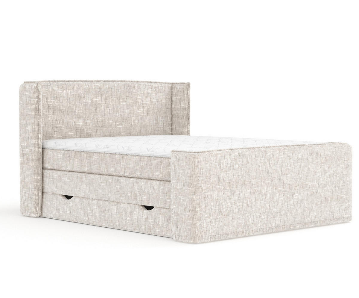 BOXSPRINGBETT Freeland Creme 180/200 cm mit Matratze und Topper - Creme/Schwarz, Holz/Holzwerkstoff (180/200cm) - Maison de Reve