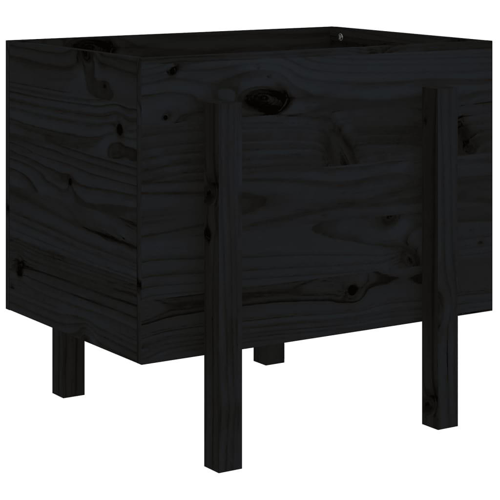 PFLANZKÜBEL Schwarz 62x50x57 cm Massivholz Kiefer - Schwarz, Holz (62/57/50cm)