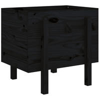 PFLANZKÜBEL Schwarz 62x50x57 cm Massivholz Kiefer - Schwarz, Holz (62/57/50cm)