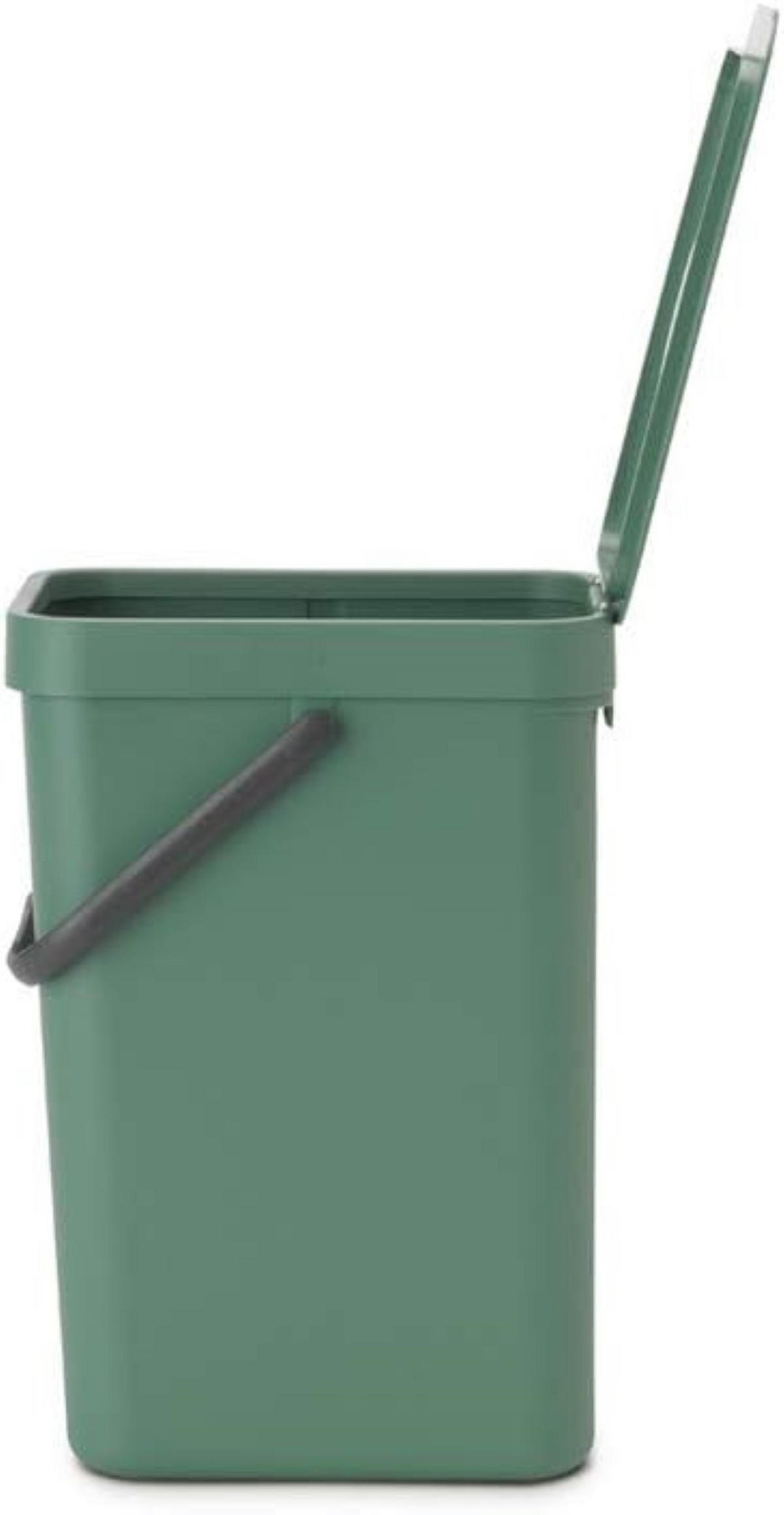 MÜLLEIMER Mit Stay Open Deckel 12 Liter 35 x 20 x 24,9 cm Kunststoff Dunkelgrün - Grün, Kunststoff (20/35/24.9cm) - PROREGAL
