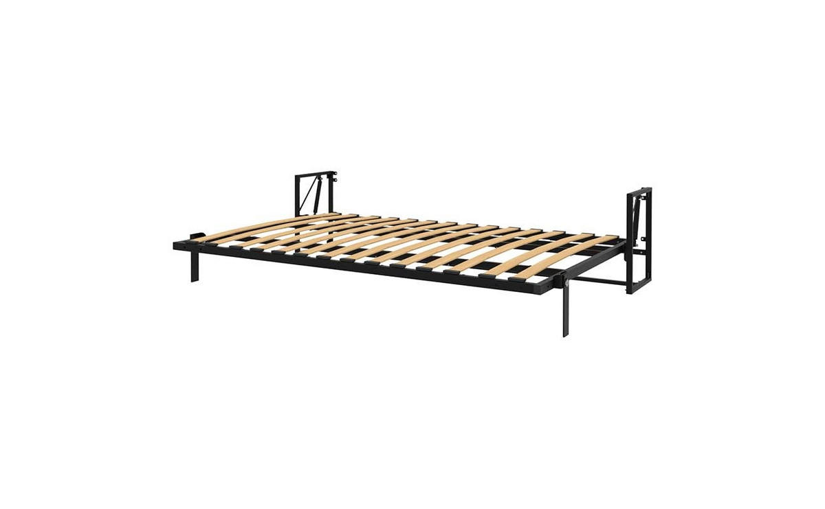 WANDBETT Morphy Classik Modulares SizeFlex- und TypeFlex-System - 200x140 Horizontal - Schwarz, Holz/Metall (200/140cm) - WallBedKing