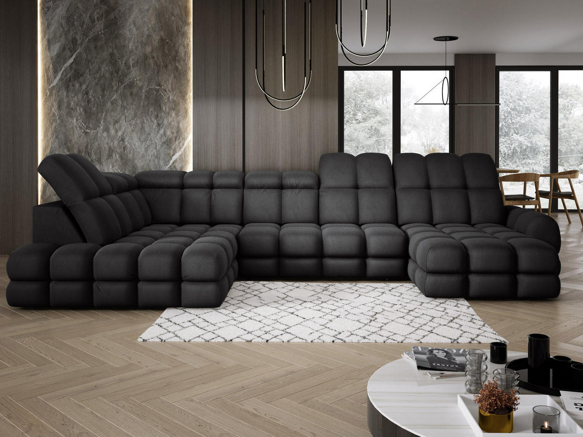 ECKSOFA TOLLO Solar-stoff U-form 400x217x105 cm anthrazit - Schwarz, Holz/Textil (400/217cm) - DomoHome