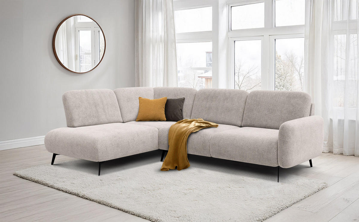 ECKSOFA FEBE 5-Sitzer links, beige - Beige/Schwarz, Holz/Textil (271/190cm) - Courtois Laville