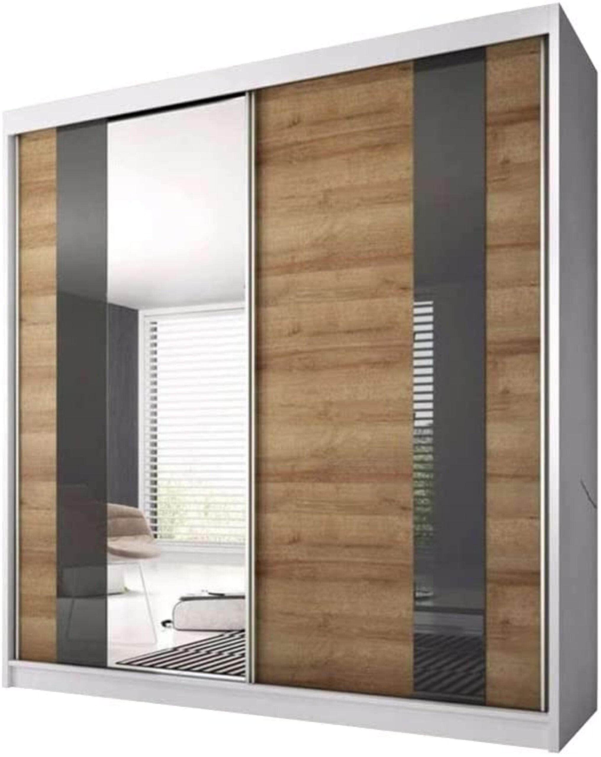SCHIEBETÜRENSCHRANK - Schrank BEN 39 Weiß - Weiß, Holzwerkstoff (183/218/61cm) - Möblo