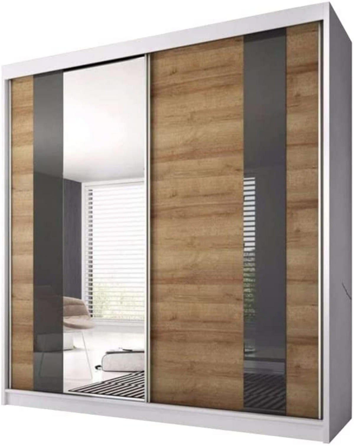 SCHIEBETÜRENSCHRANK - Schrank BEN 39 Weiß - Weiß, Holzwerkstoff (183/218/61cm) - Möblo