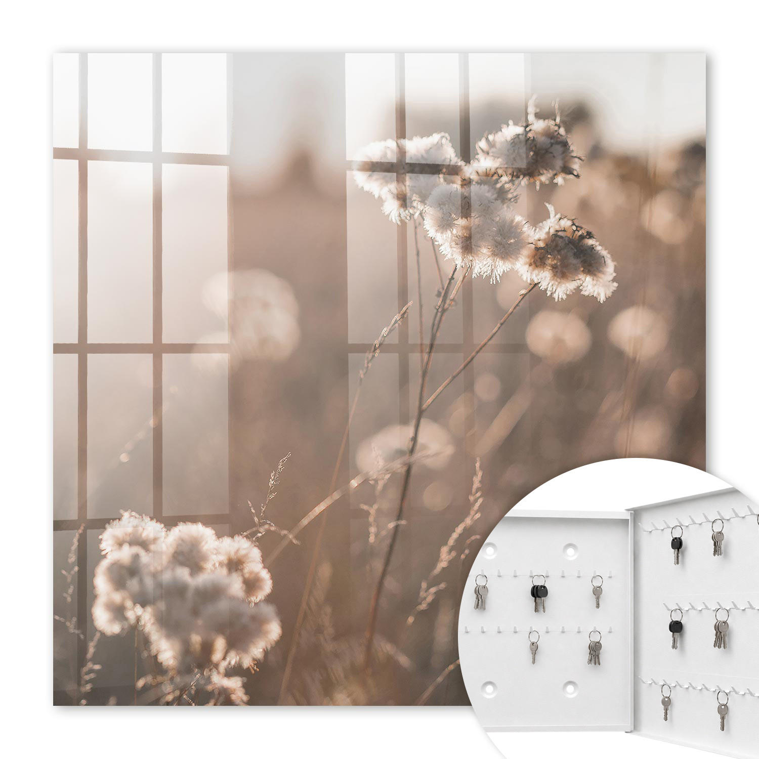 SCHLÜSSELBOX Weiß 30x30 cm – Türöffnung nach rechts - Natürliche Leichtigkeit - Creme, Metall (30/30/5cm) - TULUP