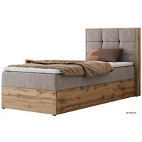 BOXBETT ALBERO 1 90/200 - Greige Stukture - Topper Visco - H4 - Rechts - Greige/Schwarz, Kunststoff/Textil (90/200cm) - MKS