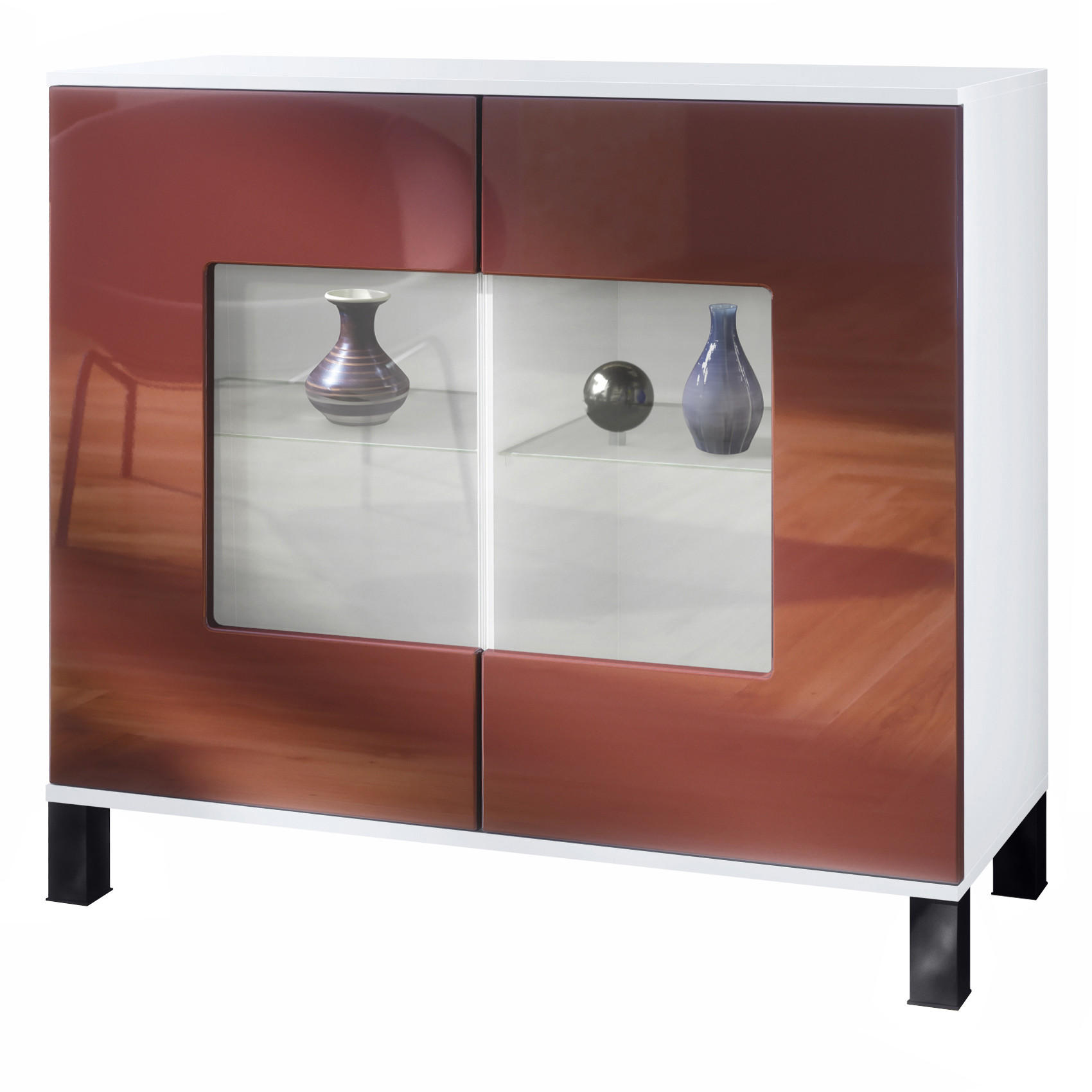 KOMMODE Grömitz Bordeaux Hochglanz - Bordeaux, Holzwerkstoff (92.5/84.5/35cm) - Vladon