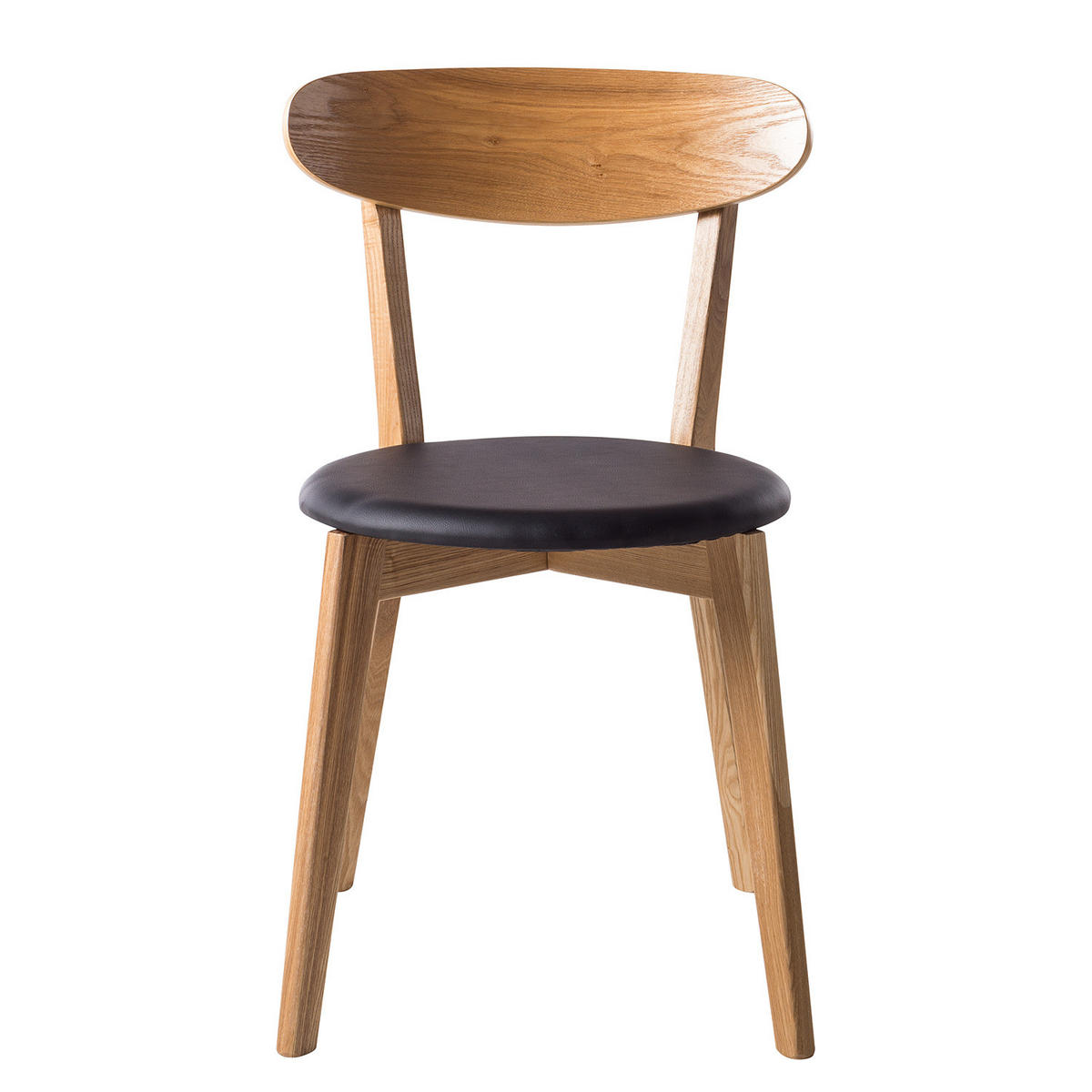 ESSZIMMERSTUHL - Kunstleder / Esche massiv, 2er-Set - Schwarz, Kunststoff (48/79/42cm) - home24