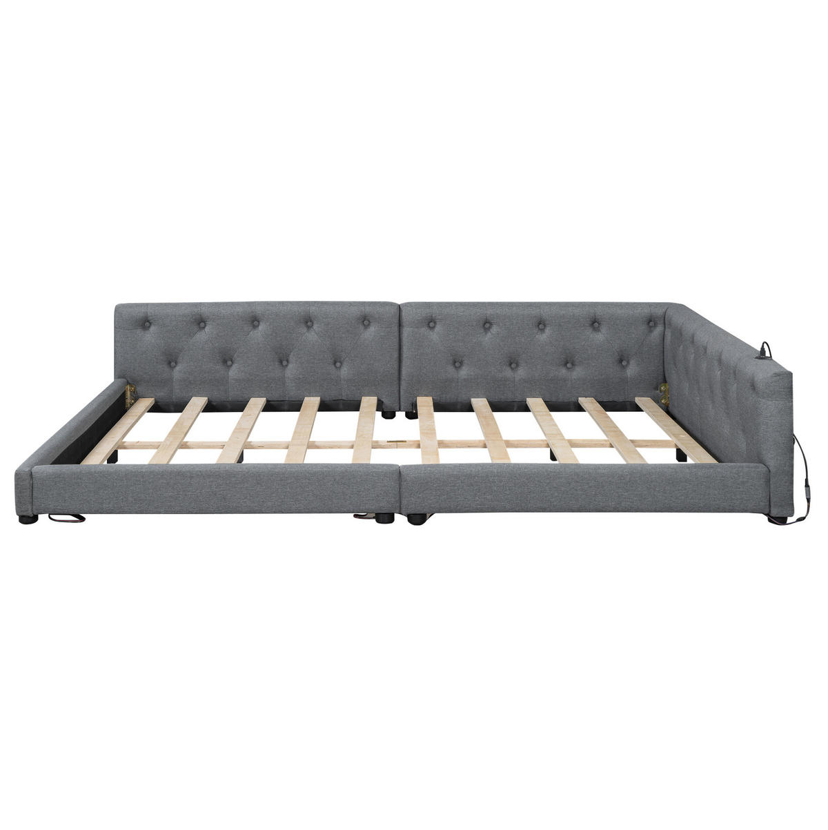 POLSTERBETT 140/200 cm mit LED-Beleuchtung und gepolstertem Kopfteil - Grau, Textil (140/200cm) - BEAOK