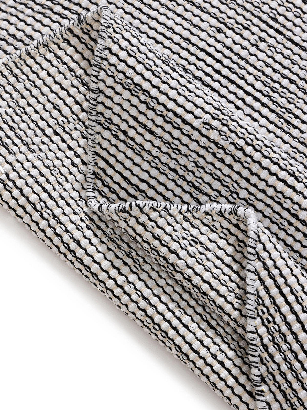 BAUMWOLLTEPPICH Ron handgewebt ø 240 cm rund - Schwarz, Naturmaterialien/Textil (240/240cm) - benuta