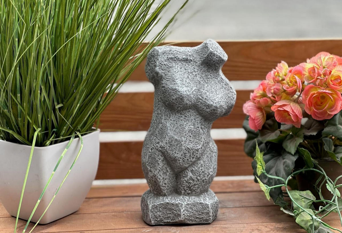 STEINFIGUR Frauen Torso Frauentorso Steinguss - Grau, Stein (10/26/8cm) - stoneandstyle