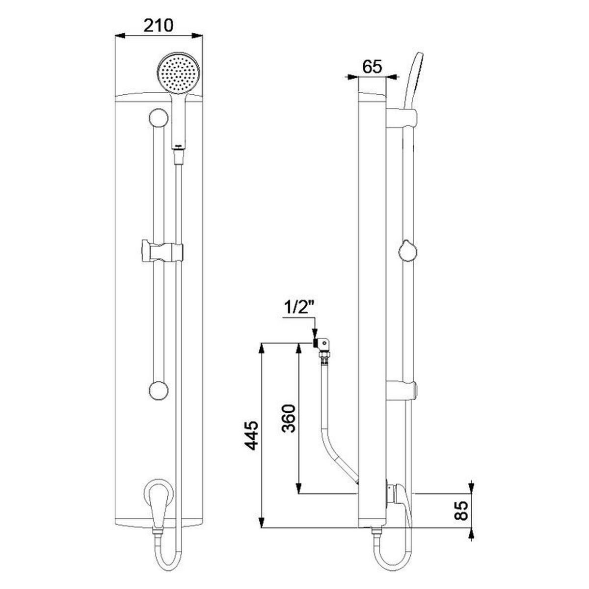 DUSCHELEMENT Aluminium mit Einhebelmischer und Handbrause. - Chromfarben, Metall (22/17/119.5cm) - Delabie