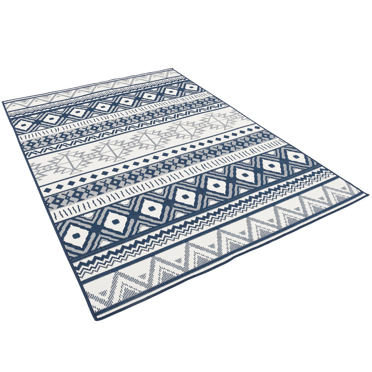 IN- UND OUTDOOR TEPPICH BEIDSEITIG CAPE COD ETHNO - Blau, Textil (120/160cm) - Pergamon