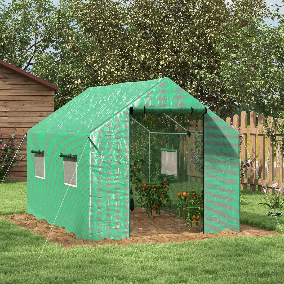 GEWÄCHSHAUS 2x3x2 m Tunnel grün - Grün, Metall (200/200/300cm) - Fortuna Lai