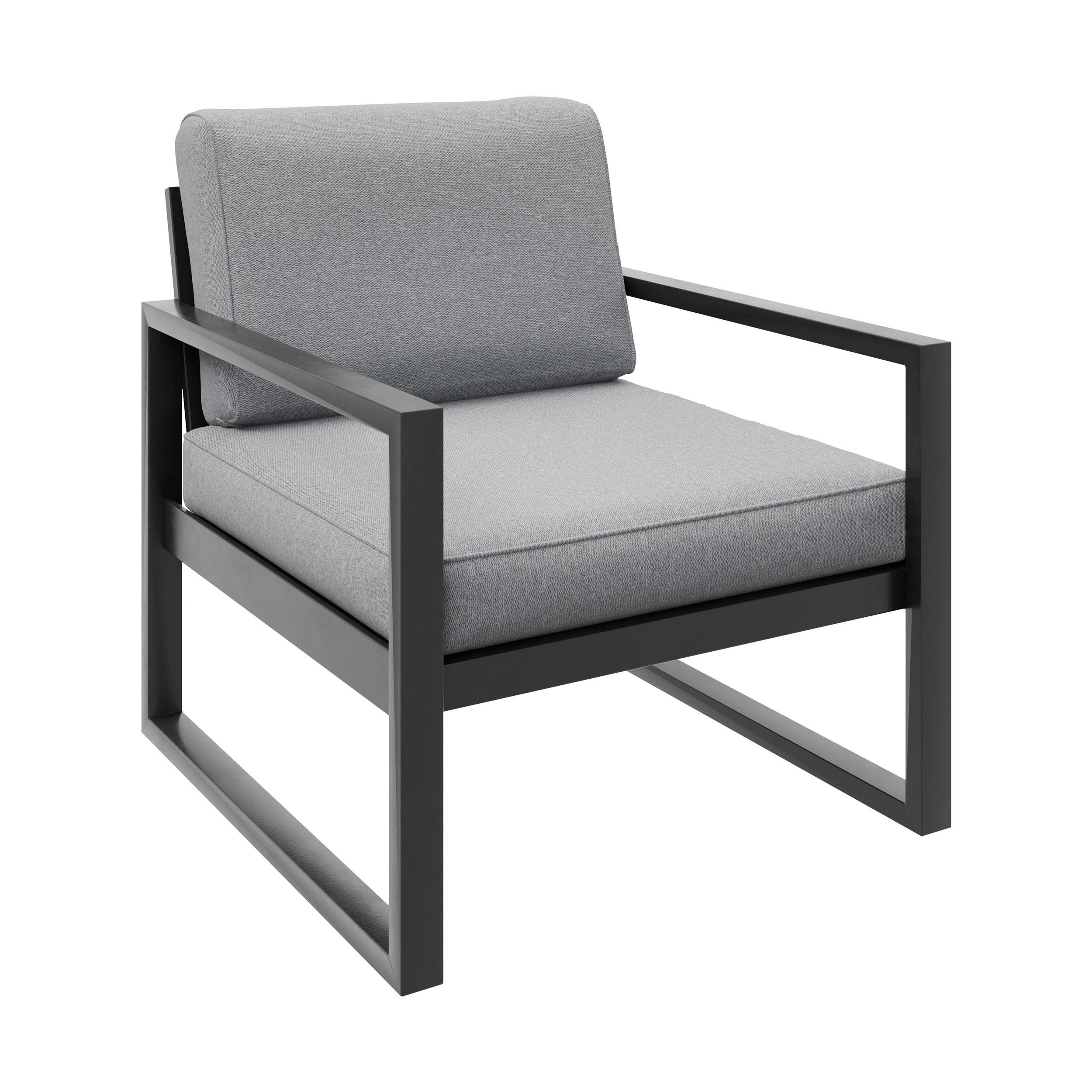 Beautysofa KŘESLO na terasu Stella s kovovým rámem, 76 cm, světle šedé