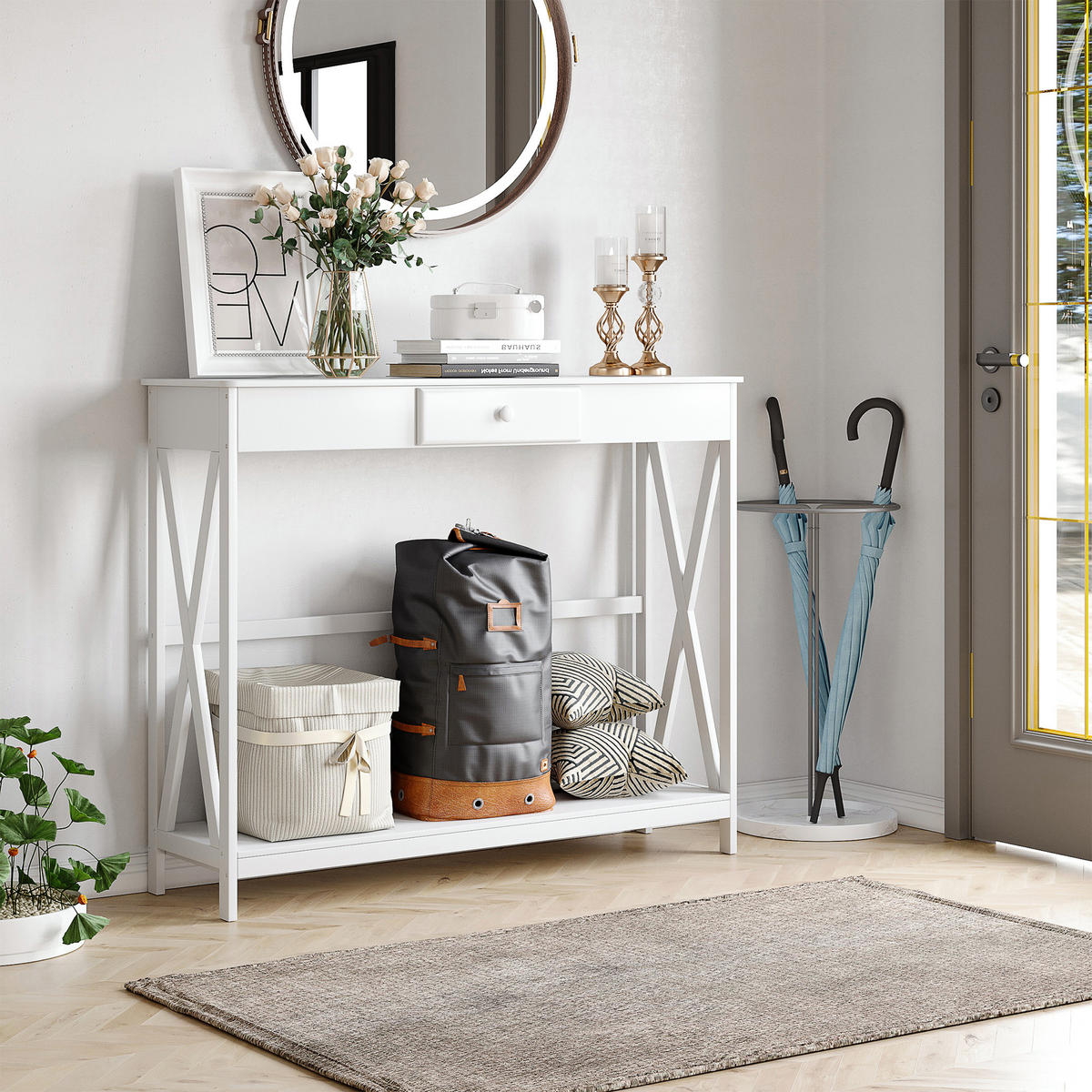KONSOLENTISCH Weiß MDF 1 Stück - Weiß, Kunststoff (100/30/81cm) - GiPP