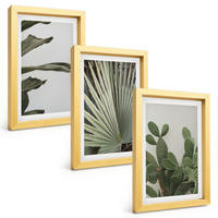 BILDER SET 3er Set - 20x30 cm Goldrahmen - Blätter tropischer Pflanzen in Pastellfarben - Goldfarben, Kunststoff (20/30cm) - TULUP