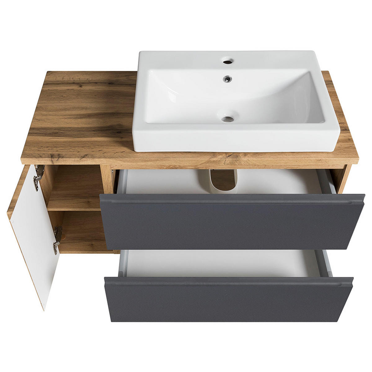 WASCHTISCH Vasto-03 - Braun/Grau, Holzwerkstoff (105/66/47cm) - Lomado