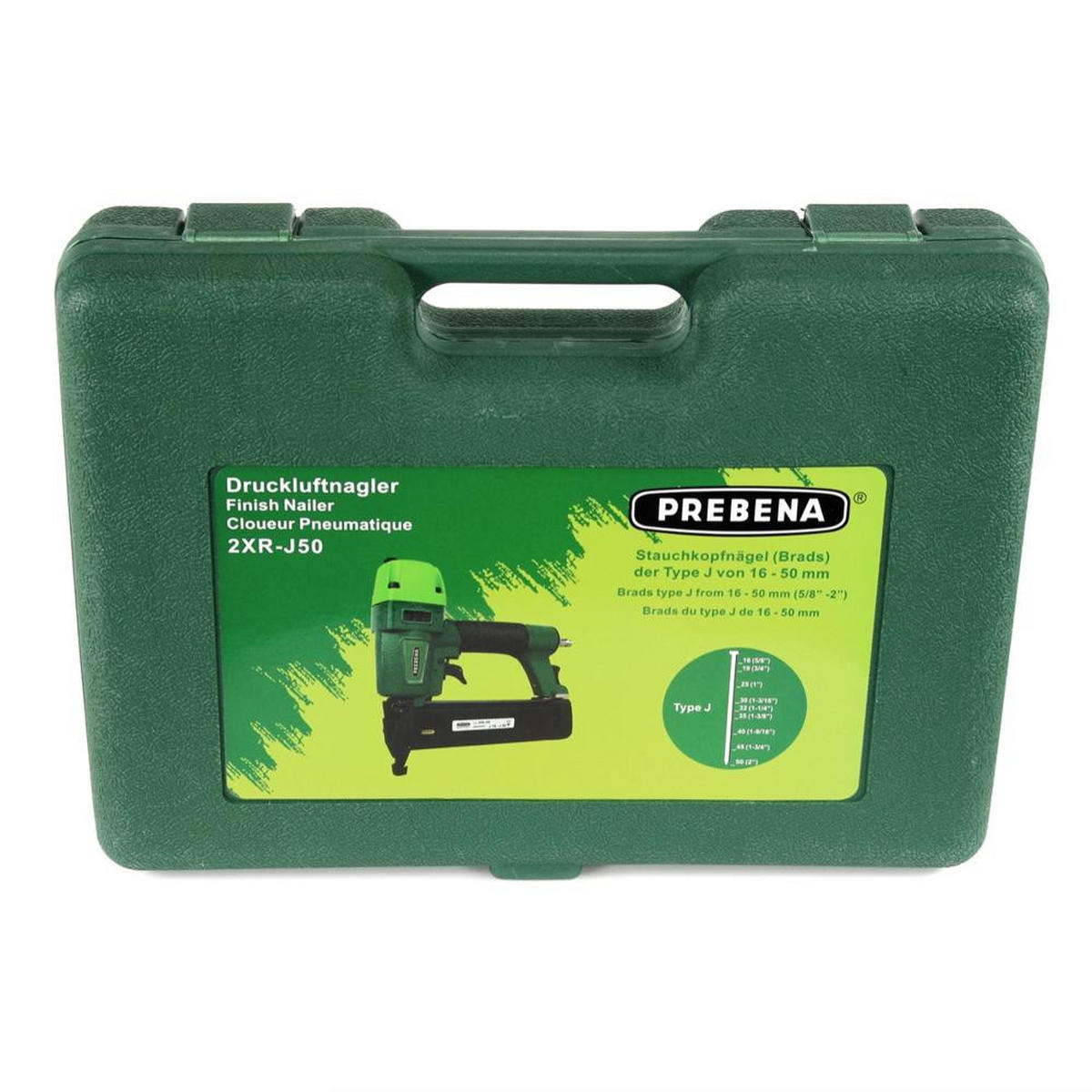 PREBENA 2XR-J50 Druckluftnagler im Transportkoffer - Multicolor, Kunststoff (36/56/8cm) - Prebena