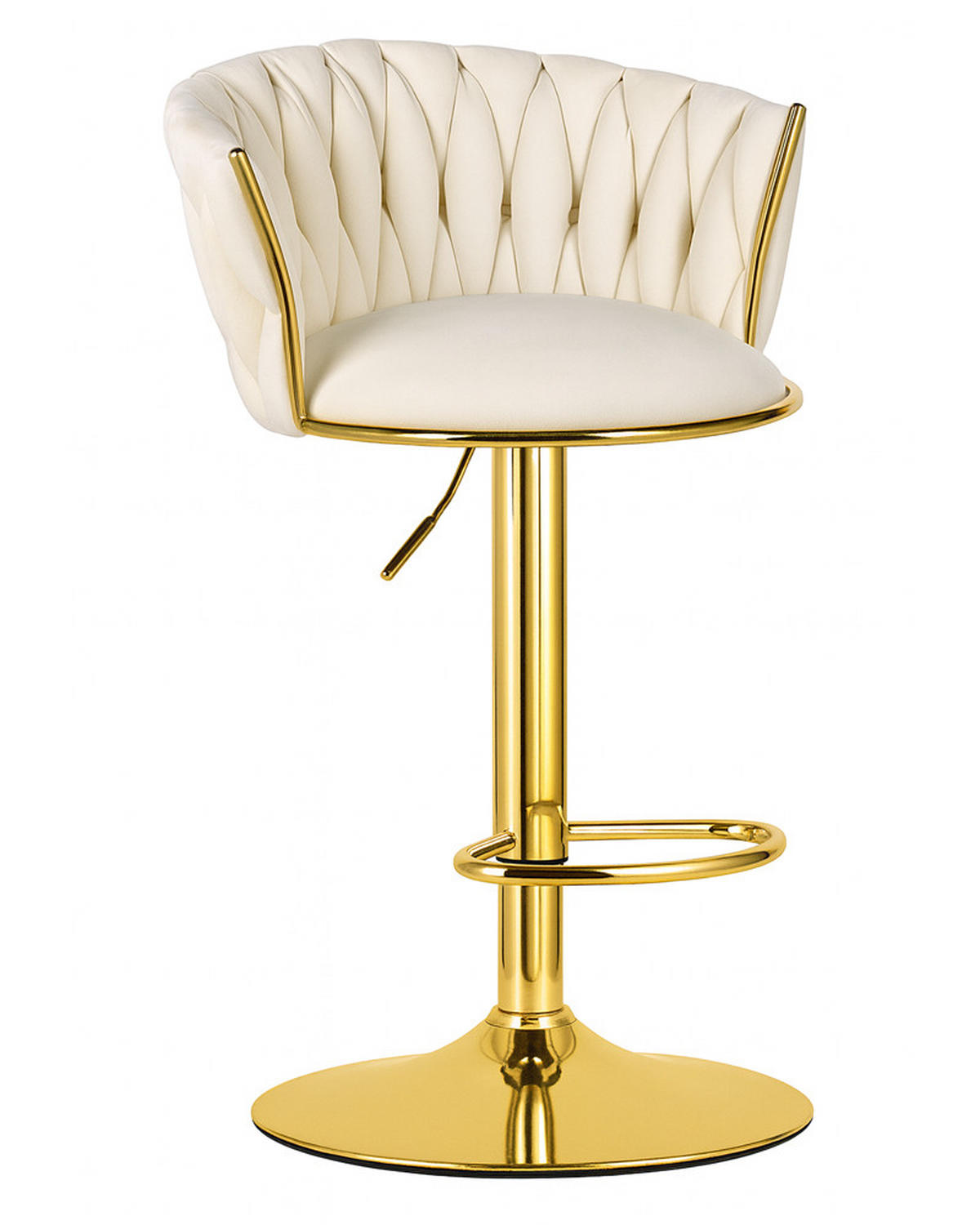 BARHOCKER MIG beiger Sitz, Goldbasis - Beige, Textil (51/105/50cm) - Valora