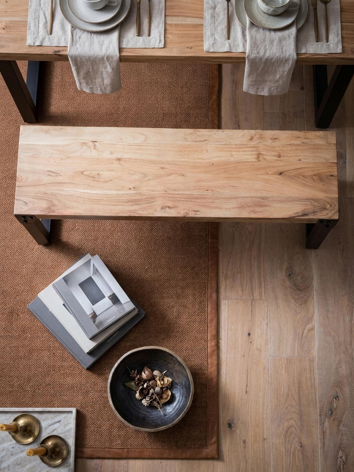 ESSZIMMERBANK Massivholz Metall ohne Lehne, Akazie 140x40x45 cm - Schwarz/Braun, Holz/Metall (140/45/40cm) - KADIMA DESIGN