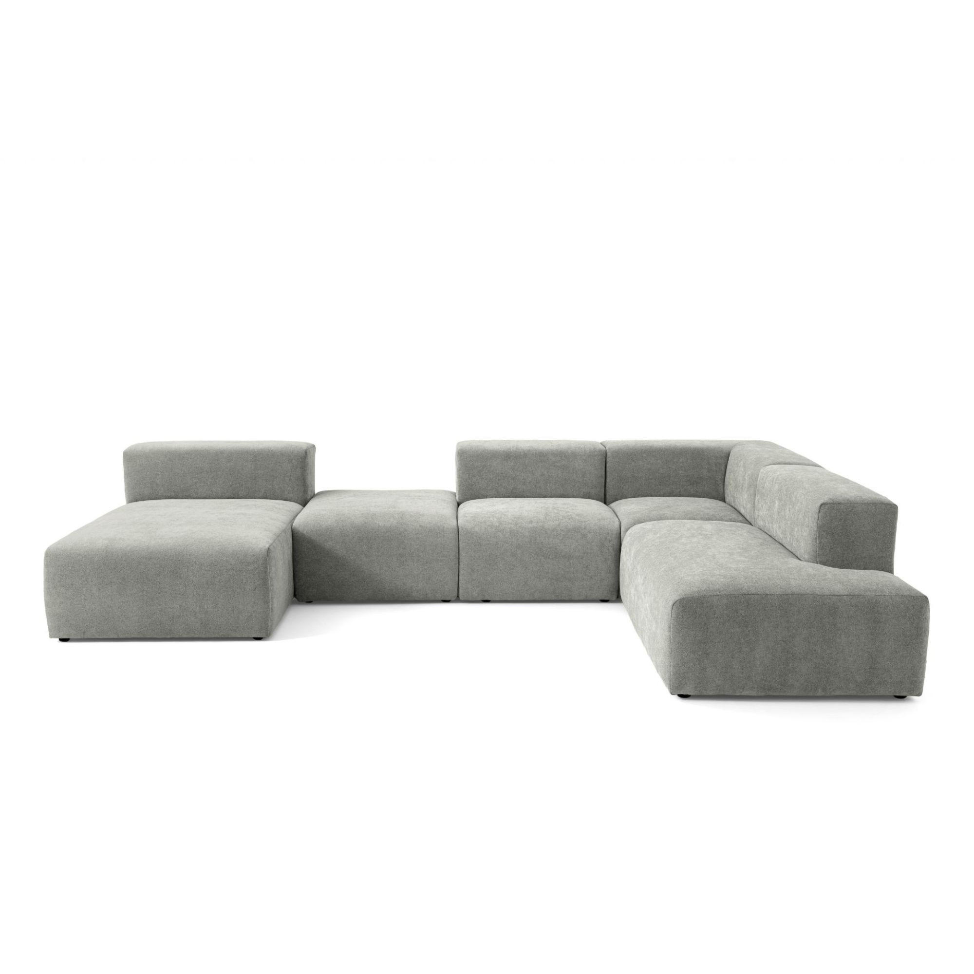 5-SITZER modulares Wohnlandschaft U XXL HEAVEN SET 6 Rechts, Breite 375 cm Webstoff Grau - Schwarz/Grau, Holz/Kunststoff (245/73/375cm) - Muffo