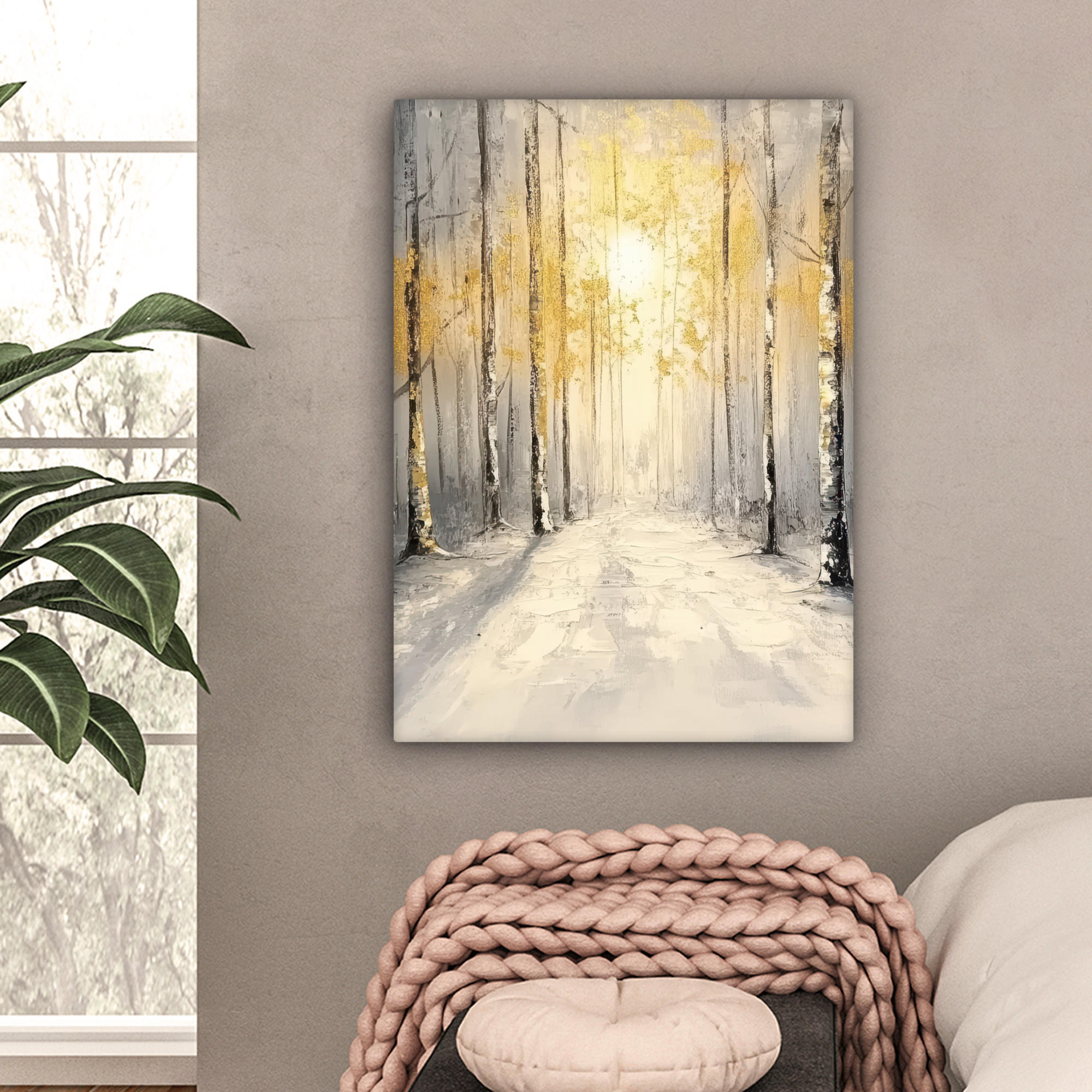 LEINWANDBILD Winter - Abstrakt - Schnee - Natur - Sonne 60x80 cm - Grau, Textil (60/80cm) - MuchoWow
