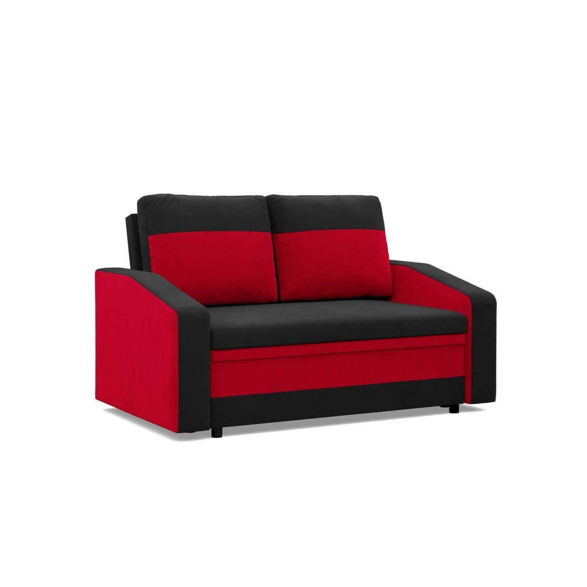 SOFA 2-SITZER MIT SCHLAFFUNKTION ORION, Schwarz + Rot - Rot/Schwarz, Textil (148/90/87cm)