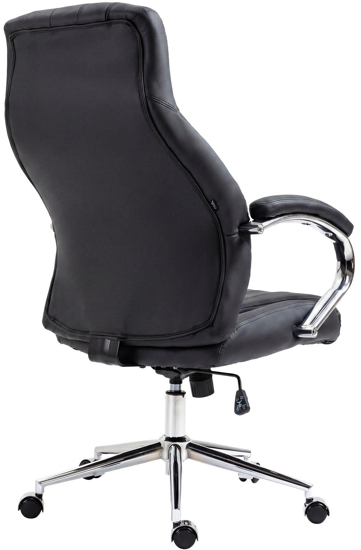 DREHSTUHL Echtleder Schwarz - Chromfarben/Schwarz, Leder/Metall (73/120/76cm) - CLP
