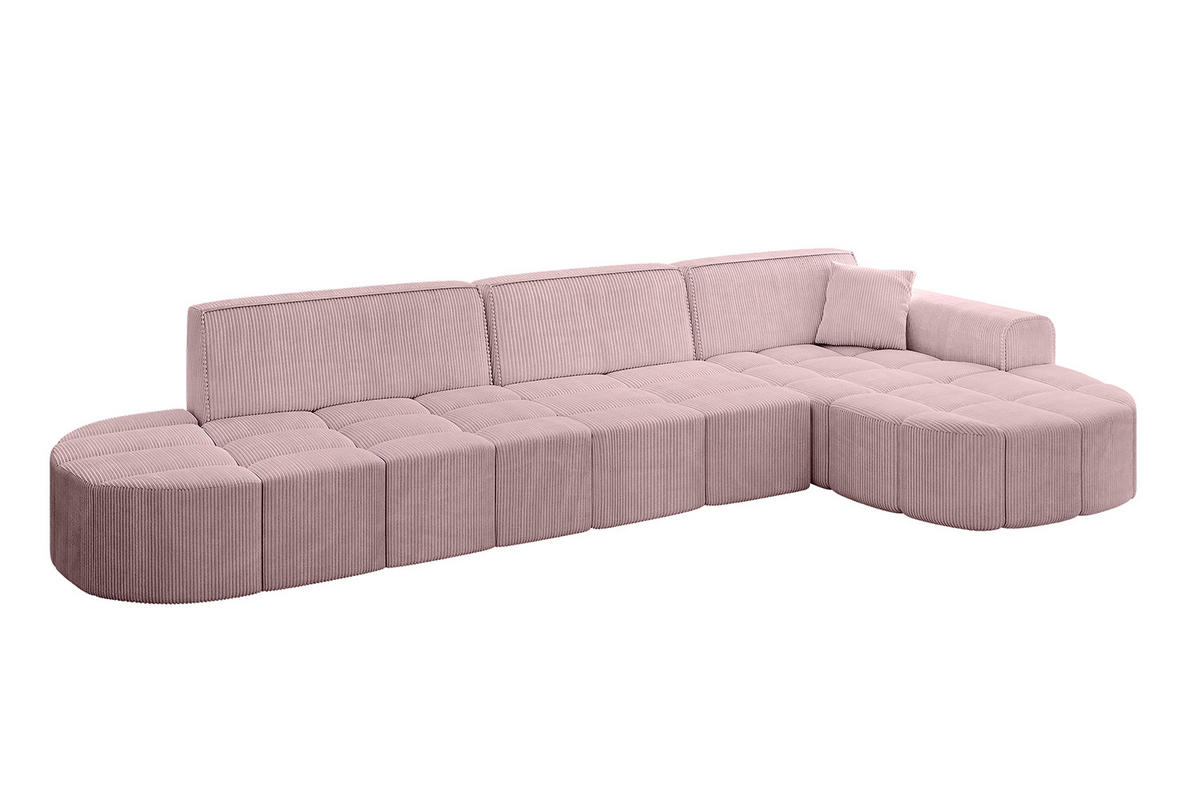 ECKSOFA Ottomane Rechts LIVO-L2 - 337x173x79,5 cm Rosa - Rosa, Holzwerkstoff/Textil (337/173cm) - ALTDECOR
