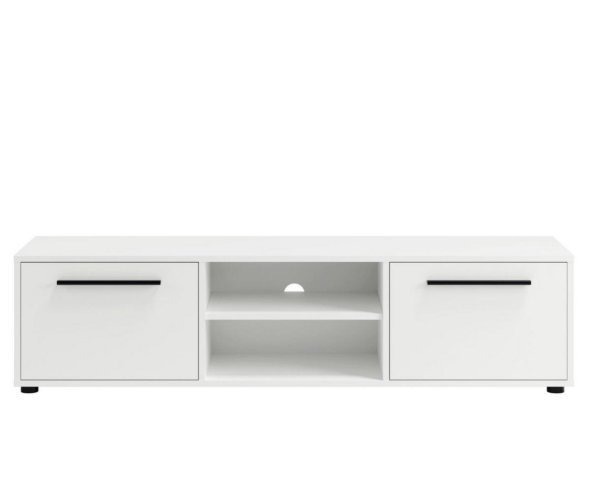 RTV-SCHRANK Maxivo 150 Weiß, zweitüriger TV-Tisch - Schwarz/Weiß, Holzwerkstoff (150/38/40cm) - Bettso