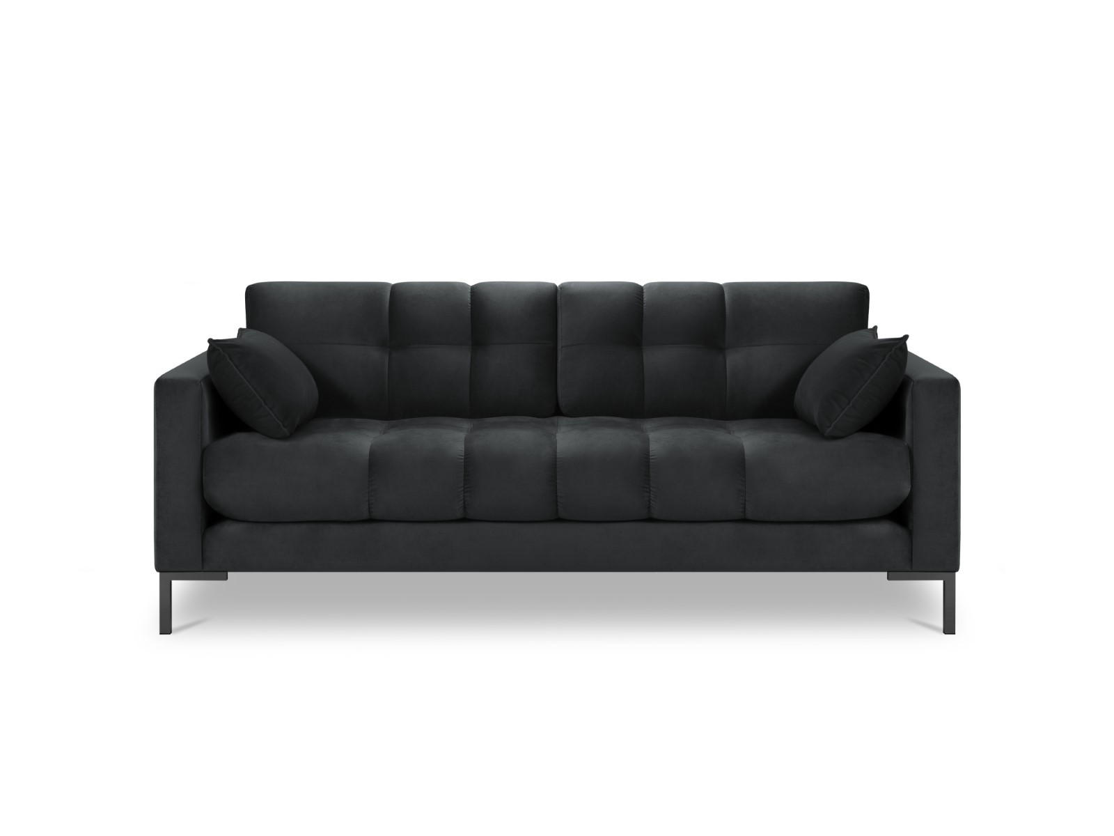 SOFA Mamaia aus Samt dunkelgrau 2 Sitzplätze - Dunkelgrau, Textil (92/75/152cm) - Micadoni