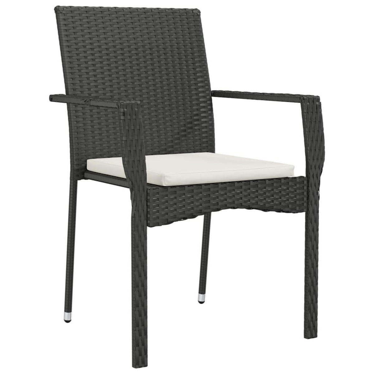 GARTENSTÜHLE mit Kissen 4 Stk. Poly Rattan Schwarz - Schwarz, Holz (59/88/53.5cm) - furnicato