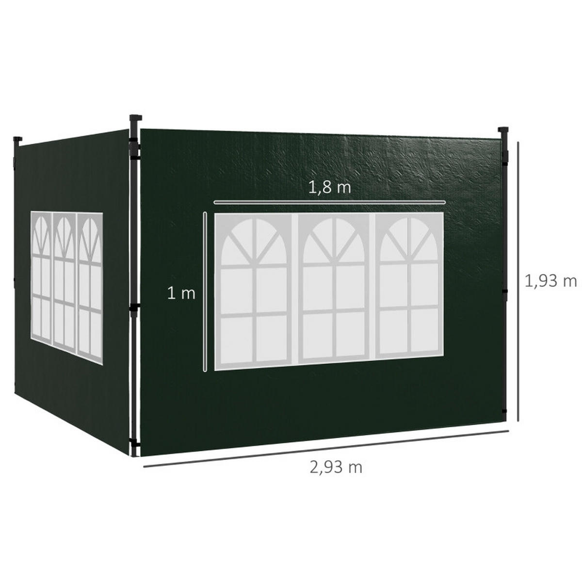 PAVILLON SEITENWÄNDE 2er Set 3x3 3x6 dunkelgrün - Dunkelgrün, Kunststoff (293/193/1cm) - LEBENLANG