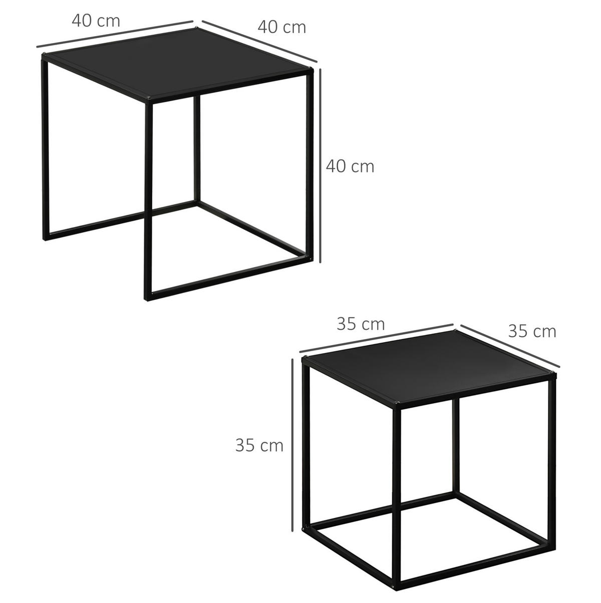 COUCHTISCH-SET 40/40/40 cm & 35/35/35 cm aus Stahl in Schwarz, 2-teilig - Schwarz, Metall (40/40/40cm) - Flora Grace