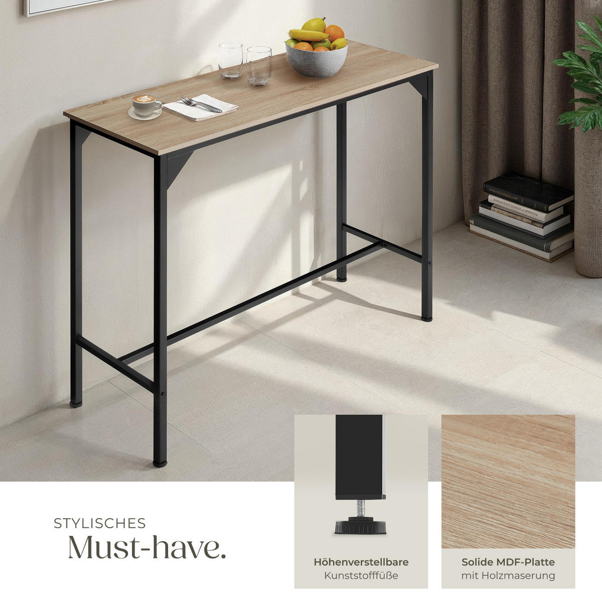 BARTISCH Kerry,120 x 40 x 100,5 cm,Industrial Holz hell, Eiche Sonoma - Naturfarben, Holz (40/100.5/120cm) - tectake