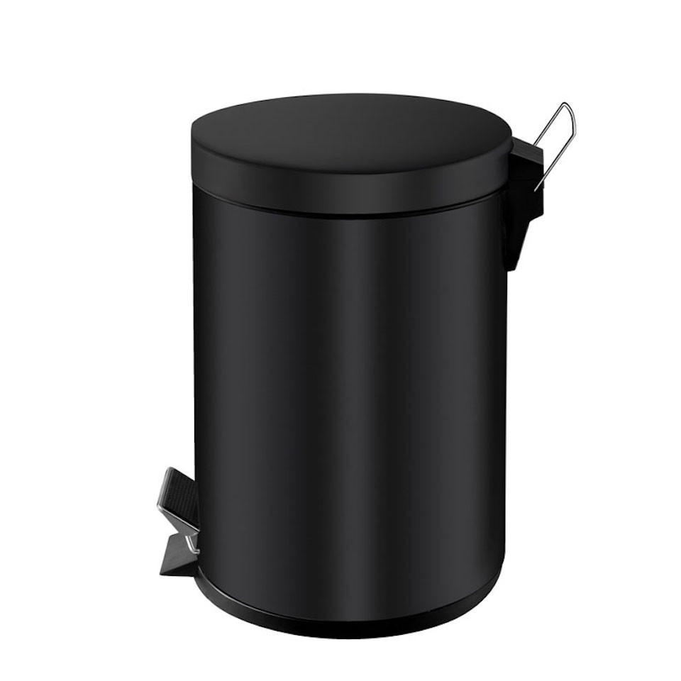 MÜLLEIMER Runder TretMit Herausnehmbaren Kunststoff Inneneimer 3 Liter 27 x 19,5 x 17 cm Schwarz - Schwarz, Metall (19.5/27/17cm) - PROREGAL