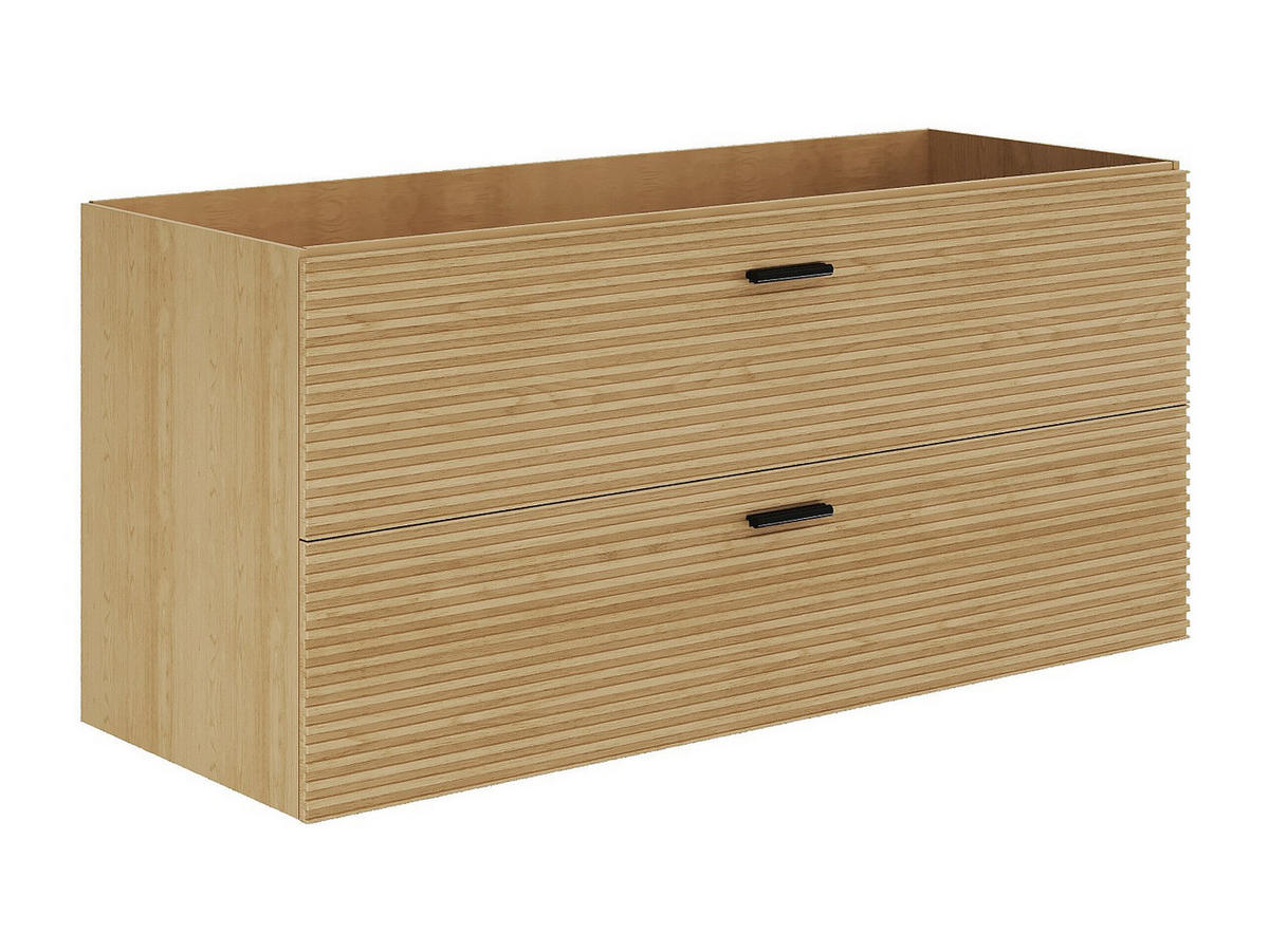DOPPELWASCHTISCH - 120 cm x 46 cm - Holz, Platte - Naturfarben Hell - SARONE - Naturfarben, Holz (120/55/46cm) - Vente-Unique