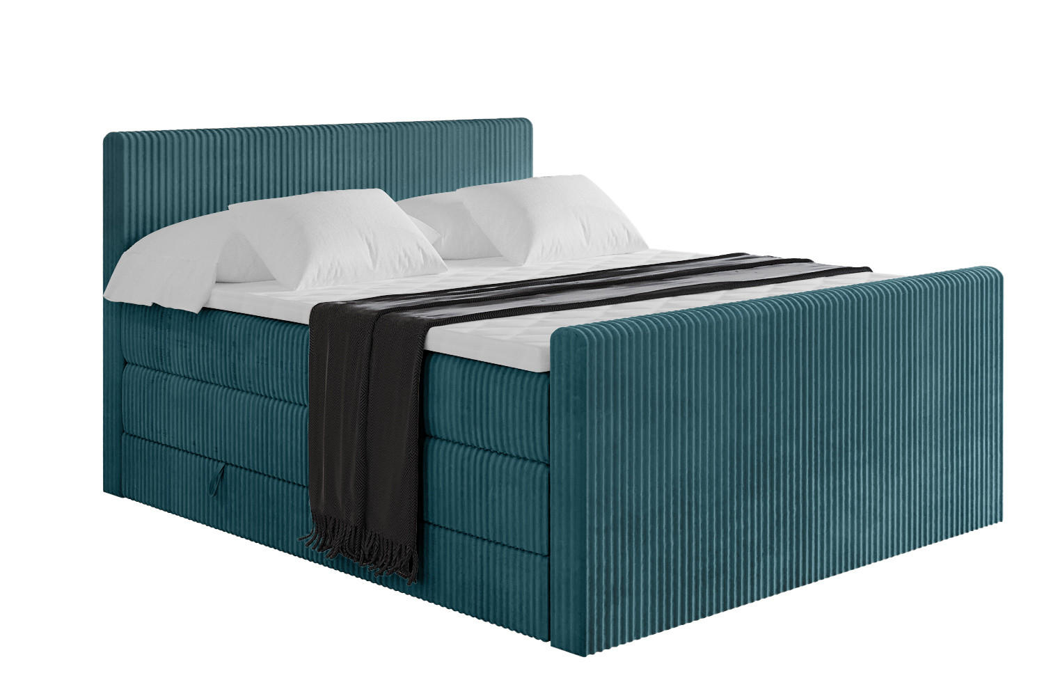 BOXSPRINGBETT mit Matratze H3|H4 und Lattenrost - TOLO-Z KING 200x200 Cord - Blau - Blau, Holzwerkstoff (200/200cm) - ALTDECOR