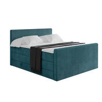 BOXSPRINGBETT mit Matratze H3|H4 und Lattenrost - TOLO-Z KING 200x200 Cord - Blau - Blau, Holzwerkstoff (200/200cm) - ALTDECOR