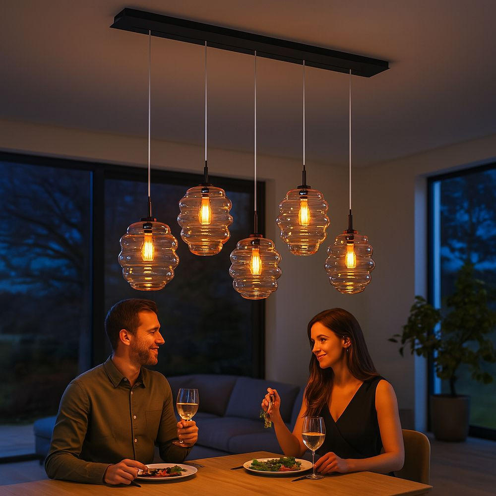 HÄNGELEUCHTE Echos 5-flammig Klar Ø 25cm - Klar/Weiß, Glas (25/25/28cm) - s.luce