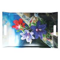 TABLETT Bergblume, rechteckige Serviertablett mit Griff 54x35 cm - Blau, Kunststoff (35/3/54cm) - Lashuma