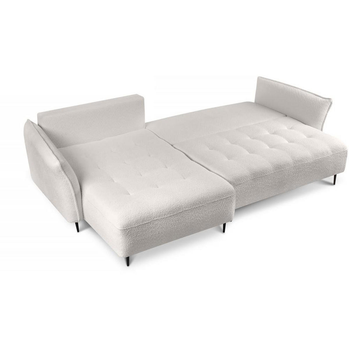 ECKSCHLAFSOFA Bari links beige - Beige/Schwarz, Textil (276/158cm) - Beautysofa