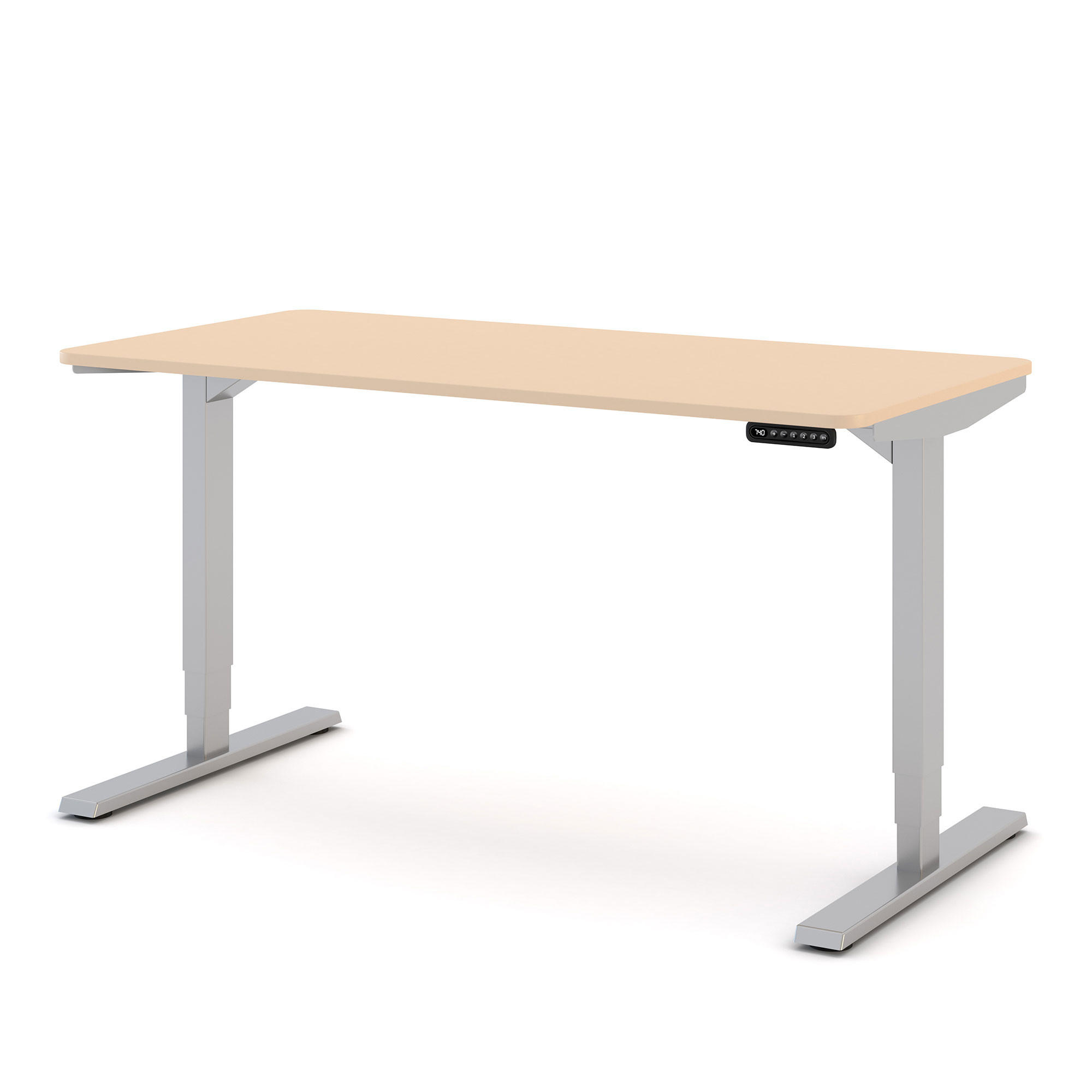 SCHREIBTISCH Elektrisch höhenverstellbarer Schreibtisch Y-Line Curved Sand Weißaluminium 140/70/62-127cm - Sandfarben/Weiß Hochglanz, Holzwerkstoff/Metall (70/140/127cm) - ASSMANN