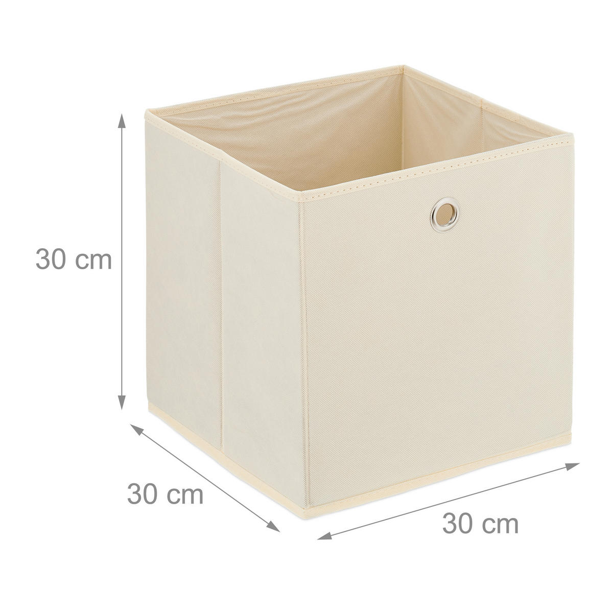 4XAUFBEWAHRUNGSBOX - Creme, Wellpappe/Textil (30/30/30cm) - Relaxdays
