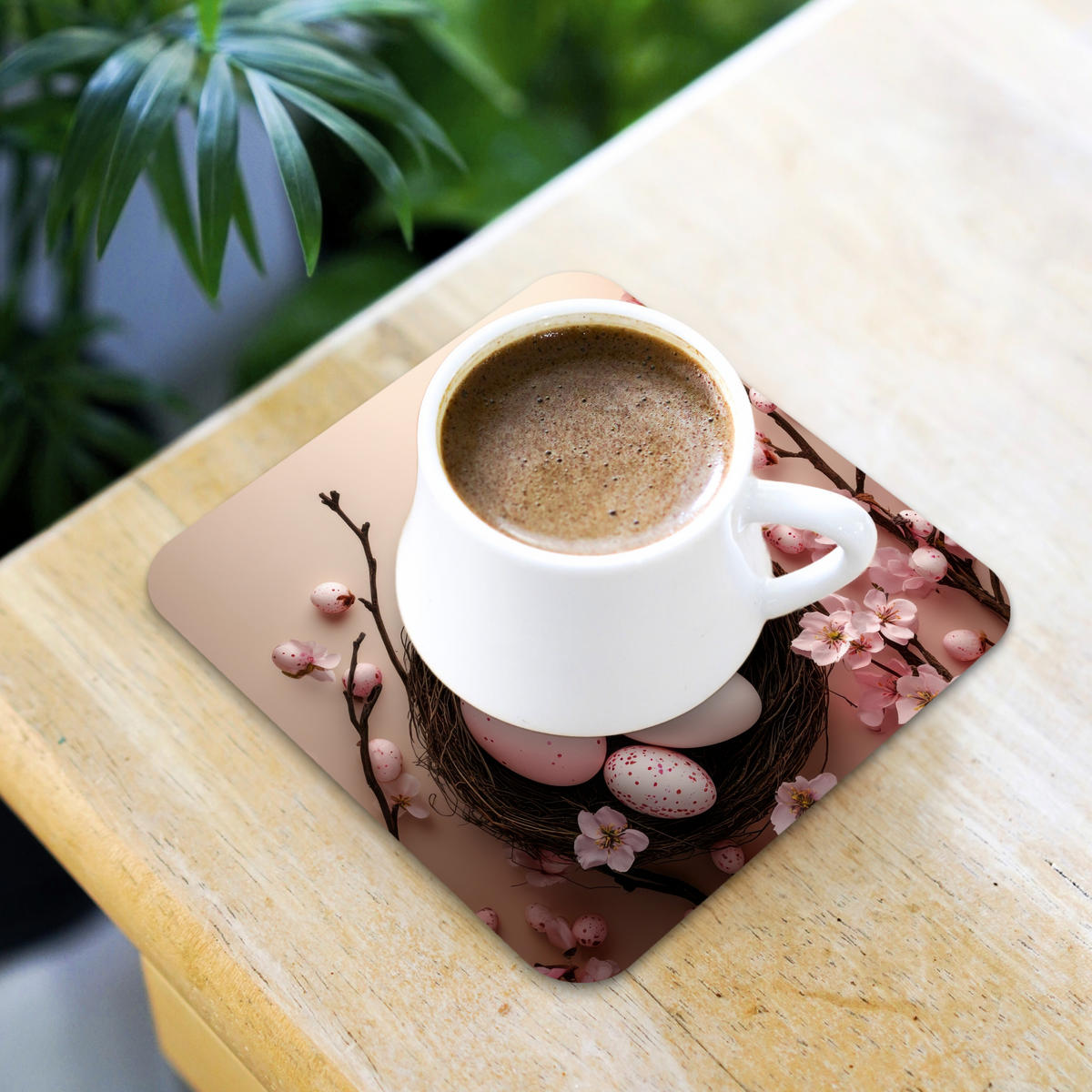 GLASUNTERSETZER 6er-Set Rosa - Blüten - Eier 10x10 cm - Hellrosa, Naturmaterialien (10/0.2cm) - MuchoWow