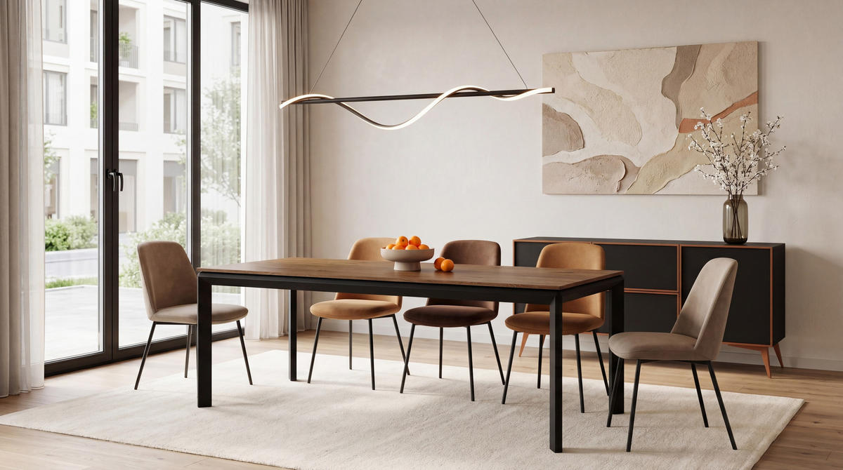 ESSTISCH Elan rechteckig ausziehbar verlängerbar mit Schwarzen Metallbeinen, Eiche Braun Rustikal 180-270/90/76 cm - Alteiche/Schwarz, Holzwerkstoff/Metall (90/270/76cm) - WFL GROUP