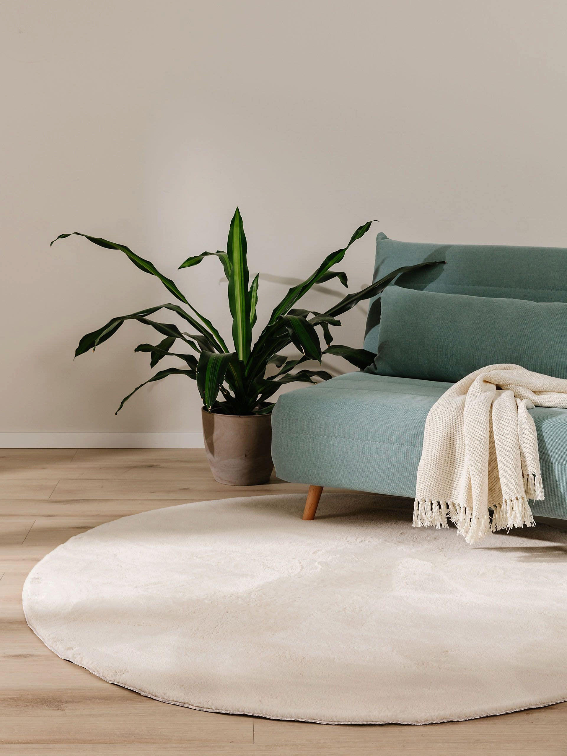 KUNSTFELLTEPPICH Furry Beige ø 200 cm rund - Beige, Kunststoff (200/200cm) - benuta